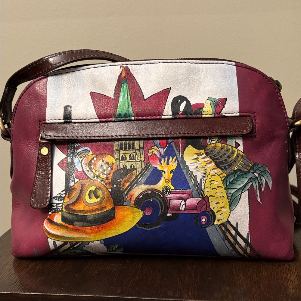 Rare Sharif Hand-painted Canadian Images Crossbody Bag - Picture 3 of 8
